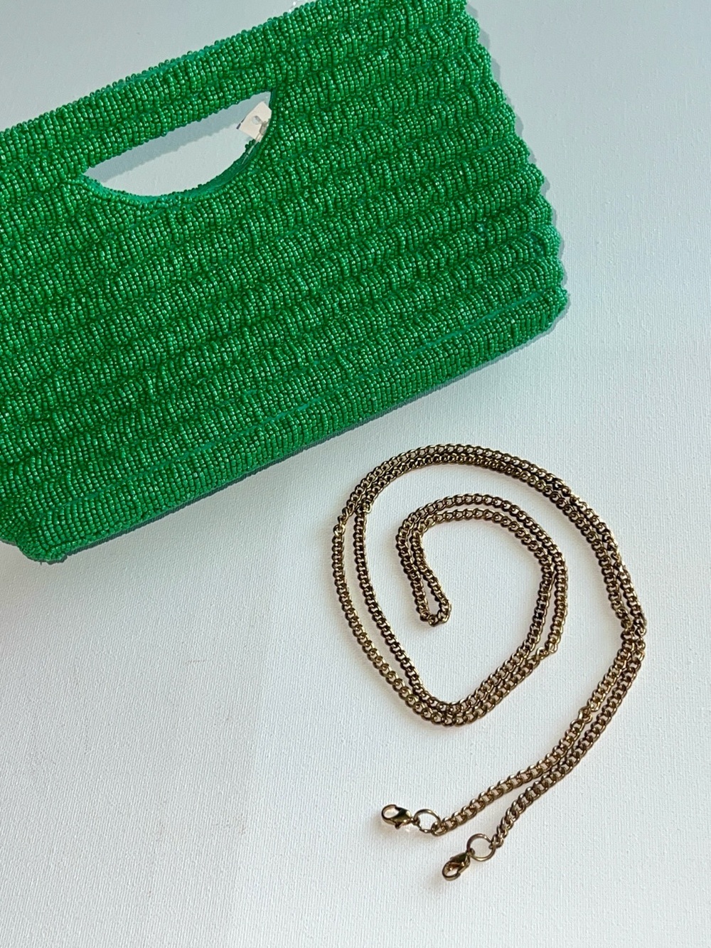 🆕 Antik Kraft Green Glass Beaded Clutch/Shoulder Bag/Crossbody w/Gold Chain - Picture 16 of 17